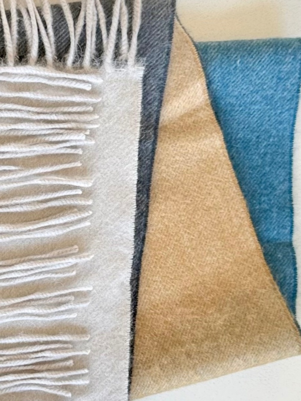100% Cashmere Oversized Scarf Fringe ombré Ivory Mustard Gray Blue